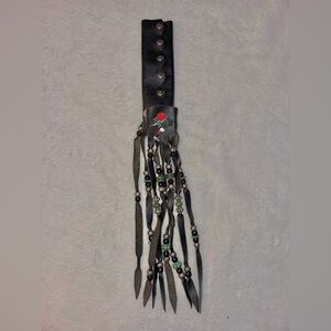 Black Leather Hair Wrap/glove with Rose hardware